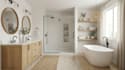 create photorealistic 3d interior design rendering, bathroom design