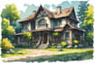 watercolor paint a house portrait