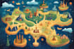 create a fantasy atlas map, vector world map