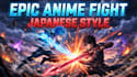 create 2d anime fighting scene in japanese anime style