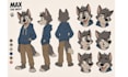 create cute furry character reference sheet