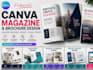 design canva magazine, magazine design, canva brochure layout design, canva