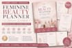 create feminine beauty planner skincare workbook canva template kit