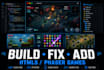 fix bugs and code your html5 javascript game in phaser 3