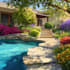 design landscape, home garden, pool, patio, villa landscape