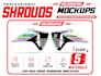 create premium motocross shroud mockups in 5 materials