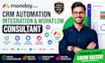 do monday com CRM automation, monday integration and monday workflow consultant