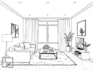 make living room interior sketch, illustration