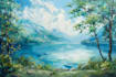 do impressionist landscape, house, building in digital