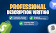do ecommerce copywriting and services descriptions writing