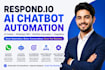 respond io ai chatbot whatsapp CRM workflow automation setup