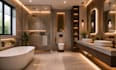 create modern kitchen bathroom dining living room rendering