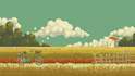 create pixel art background landscape pixel character  pixel art sprite sheet