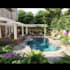 design landscape, terrace, backyard, pool, and patio