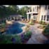 backyard landscape design, pool, garden as a landscape