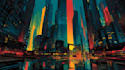 make stunning cyberpunk city illustrations