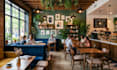 do commercial restaurant, office, cafe interior design with realistic 3d render