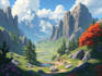 illustrate environments, landscapes, board game, concept art