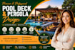 do custom 3d backyard front yard garden pool patio deck pergola deck 3d render