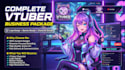 design complete vtuber business package, logo, banner and character