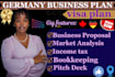 write a german business plan for gmbh, visa, ug startup and grant
