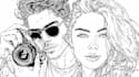 create custom black and white line art illustration