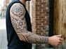 create sleeve tattoo design in geometric style