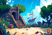 design 2d game concept art, background and environment