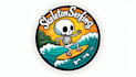 design a unique skeleton surfing logo for your brand