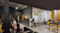 multi function recreational area,hospitality building,cafeteria dining rendering