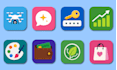 design custom flat icons for app, website and brand identity