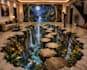 design stunning 3d floor illusion, anamorphic pavement art carpet and mural wall