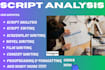 provide script coverage feedback, film script analysis, screenplay note,TV pilot