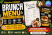 design brunch menu template, canva menu, food flyer, restaurant menu editable