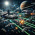 design epic spaceships and space battle scenes , sci fi art