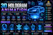 custom professional 3d hologram animation and  visuals