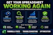 fix excel formulas, errors and spreadsheet issues