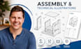 assembly instruction drawing, exploded view, product manual, installation guide