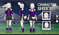 draw anime character reference sheet for oc vtuber and character design