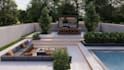 create 3d landscape design, site plan, garden, backyard layout with 3d rendering