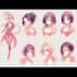 draw anime character reference sheet with multiple poses and expressions