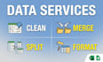 clean, format, merge, split excel data