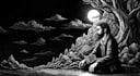 draw dark art illustration with engraving style