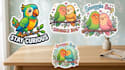 design cute bird stickers with captions