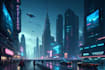 create cyberpunk futuristic city illustration