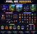 design pixel art background, pixel character, pixel game asset, pixel logo