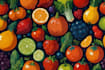 draw food, drink, fruit, vegetables illustration