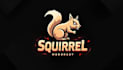 design super squirrel mascot logo with express delivery