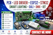 design pcb, led driver, esp32 stm32 smart lighting controller, dali dmx and iot
