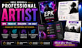 design a professional artist epk, media kit, brochure, and one sheet